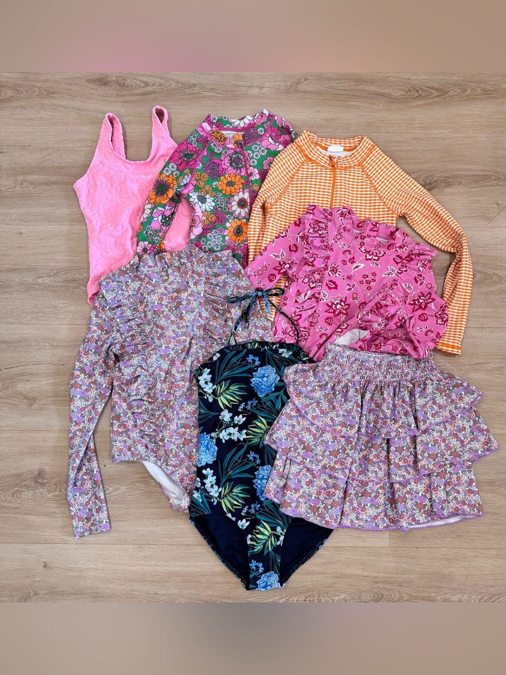Girls Cotton On/ Old Navy Swimwear & Rash Guard Bundle - Pink, Floral, Navy